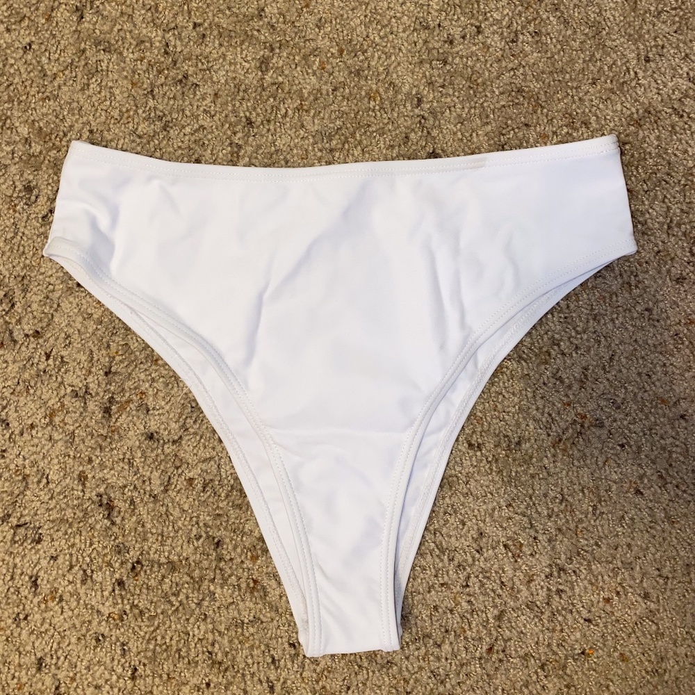 NEW White high cut bikini swim bottom M